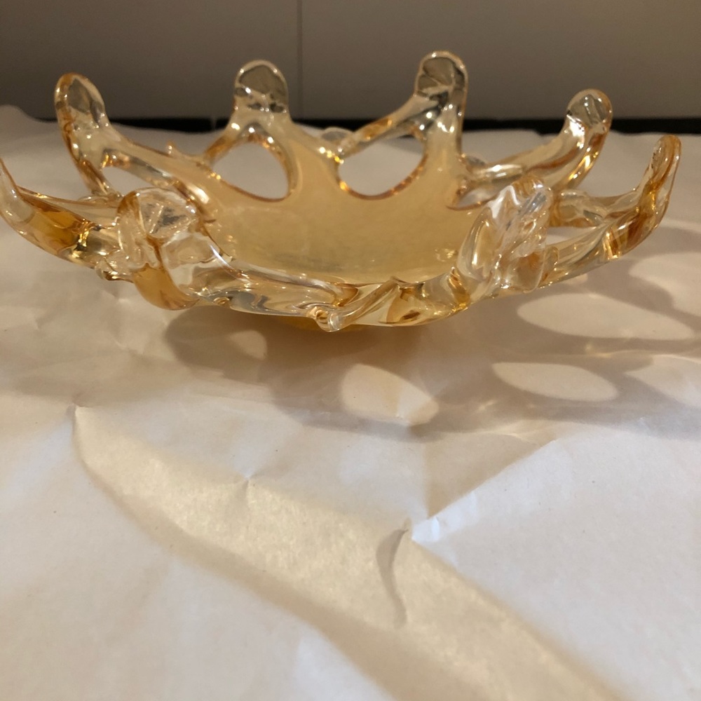 Murano Glass bowl or dish in an iridescent amber